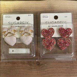 Sugarfix by BaubleBar Pink and Gold Heart Earring Set